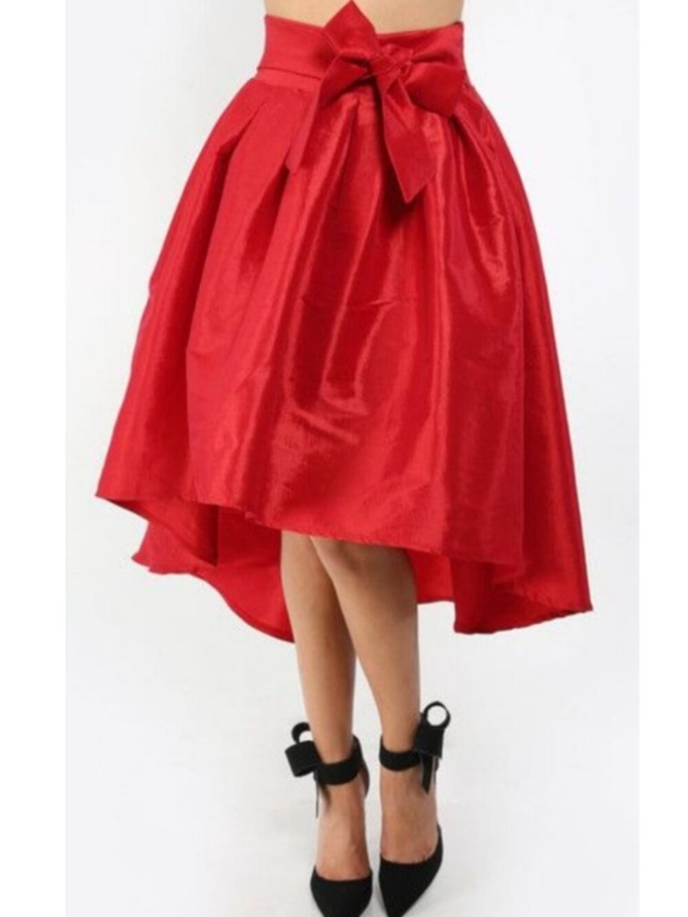 Haute Monde Red high-waisted bowknot Skirt LARGE